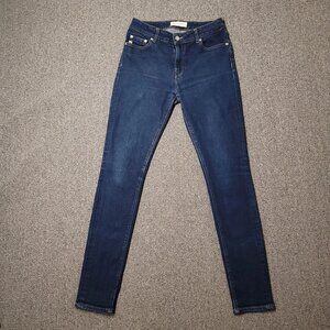 Women's dark wash stretch skinny round toe jeans